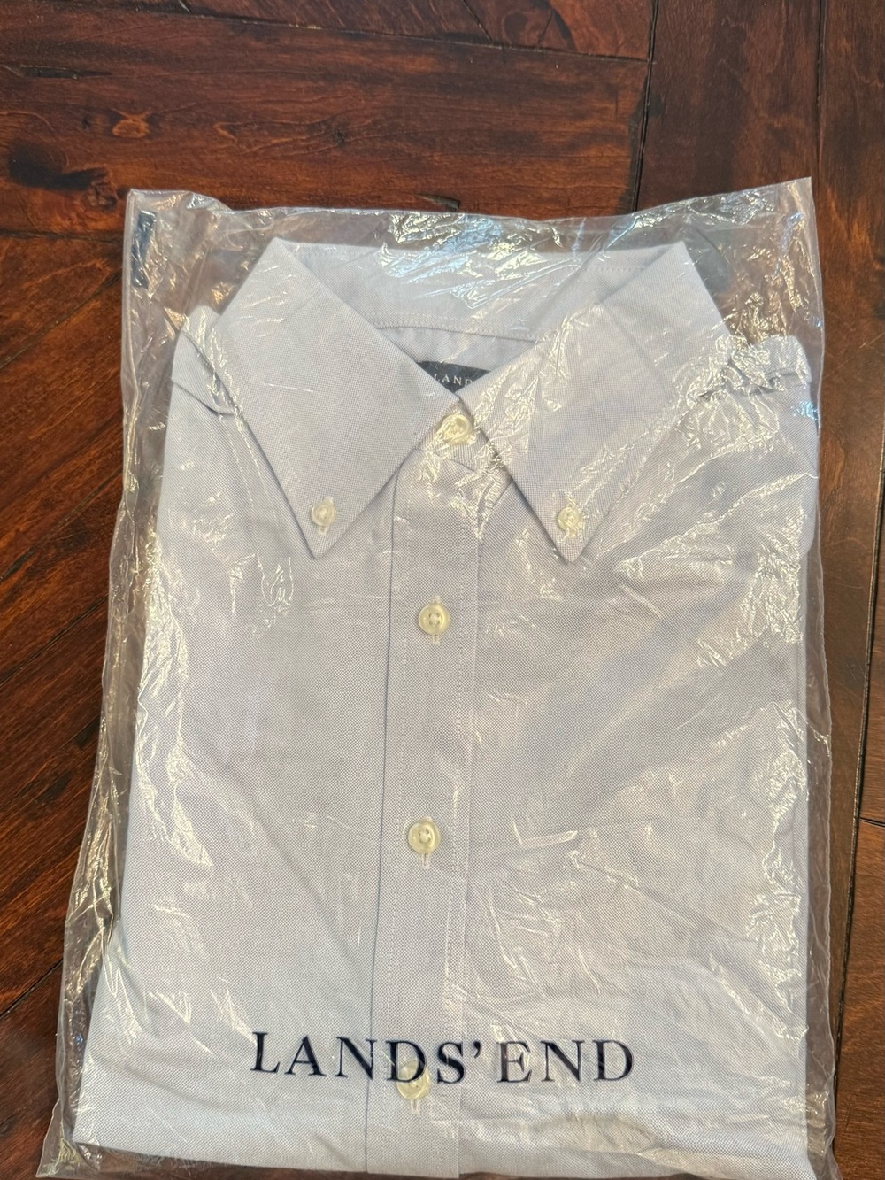 Lands' End Men's Light Blue Button-Down Oxford Shirt